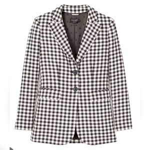 kate spade Black and White Gingham Notch-Lapel Blazer